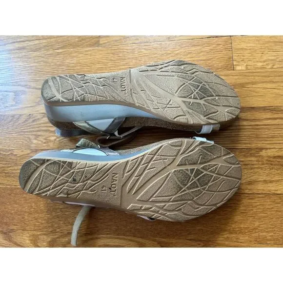 NAOT HERO Beige Neutral Rose Gold Wedge Sandals Shoes 41 EU 10 US - Picture 7 of 8